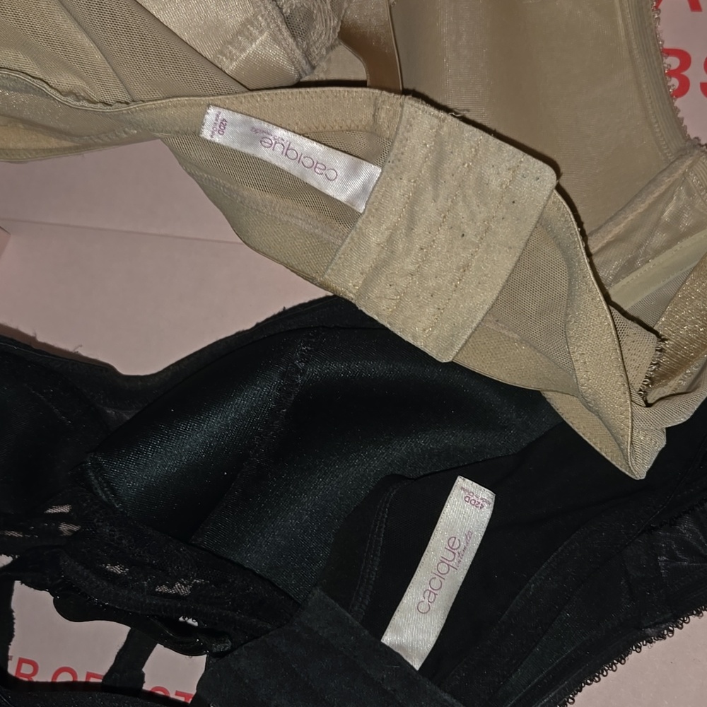 Cacique Bra Bundle Sz. 42DD Balconette Lace Black & Beigd - Picture 3 of 7